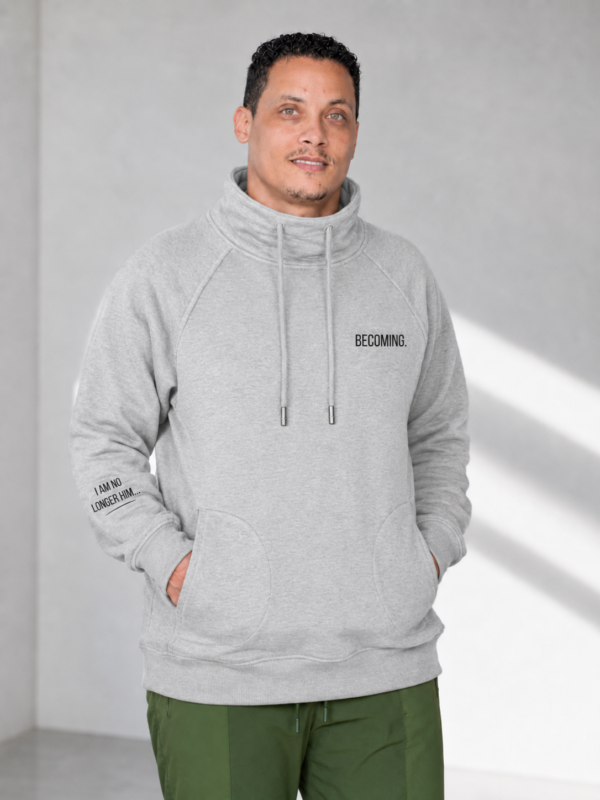 high neck men grey Becoming Him | High Neck Fleece Jacket