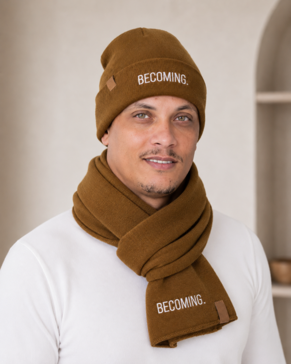 tobaco men Becoming Him | Ridge Beanie & Scarf